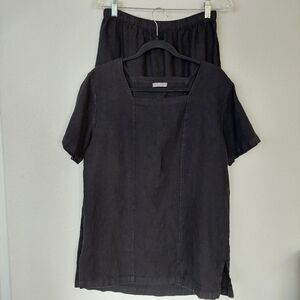 Russ Berens 100% Linen Vintage Boxy Fit Minimalist Lagenlook Skirt Set Size S/M